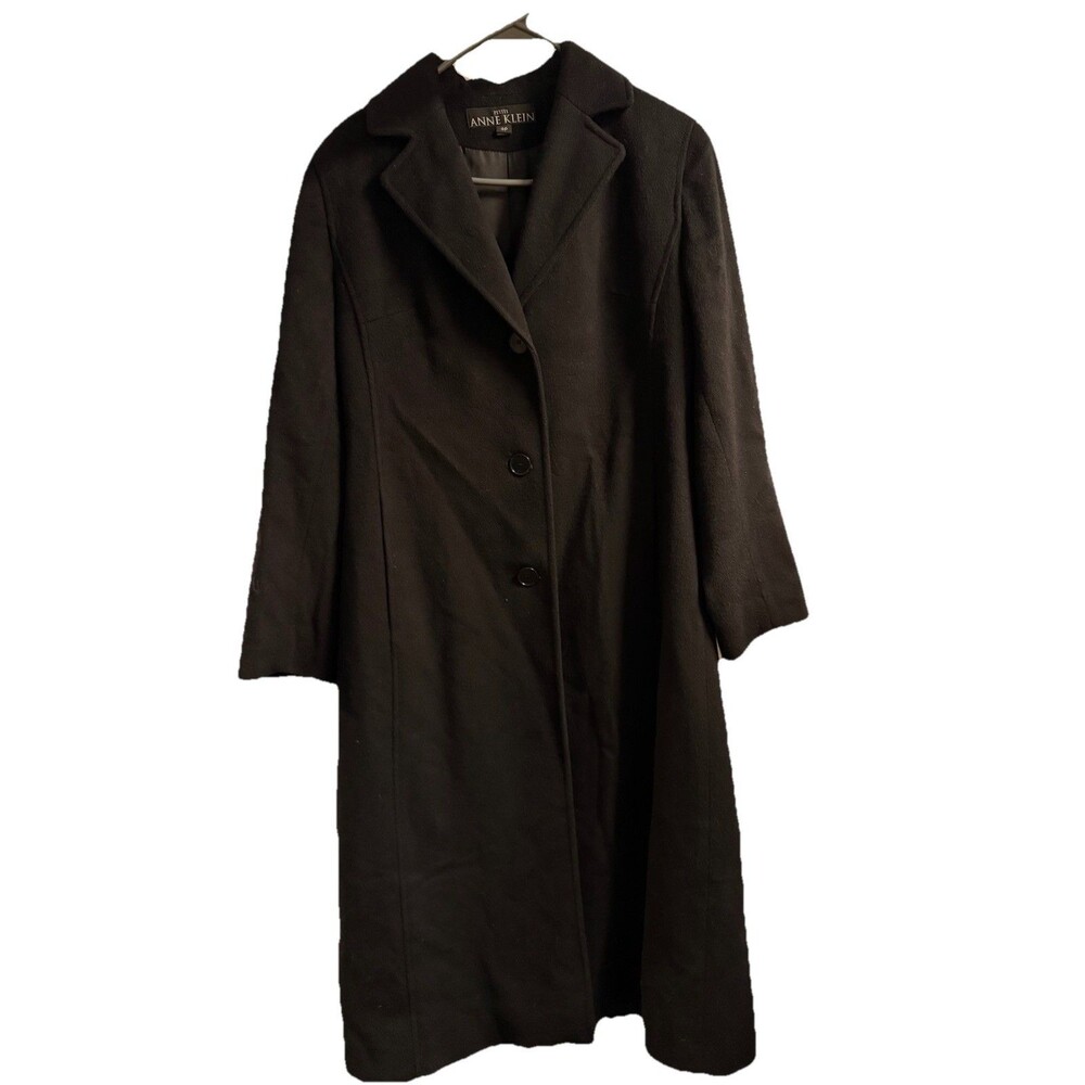 Ann Klein 100% Wool Women's Black Button-Up Coat Size 4 Petite